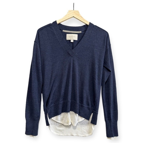 Brochu Walker Wool/Linen Layered Pullover V neck Sweater, Size XS - Picture 2 of 16